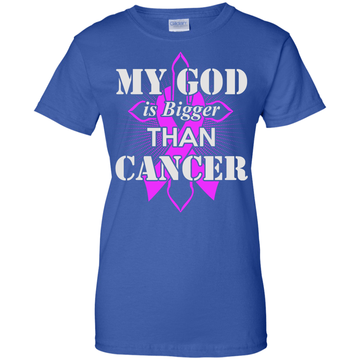 My God Is Bigger Than Cancer Purple Awareness Ribbon T-Shirt & Hoodie | Teecentury.com