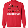 Red Plaid Xmas Drinking Wine Merry Drunk I'm Christmas T-Shirt & Sweatshirt | Teecentury.com