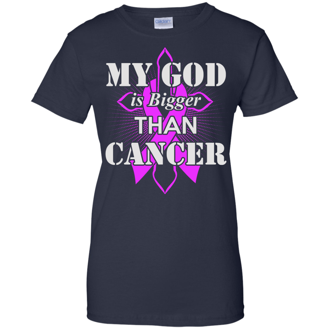 My God Is Bigger Than Cancer Purple Awareness Ribbon T-Shirt & Hoodie | Teecentury.com
