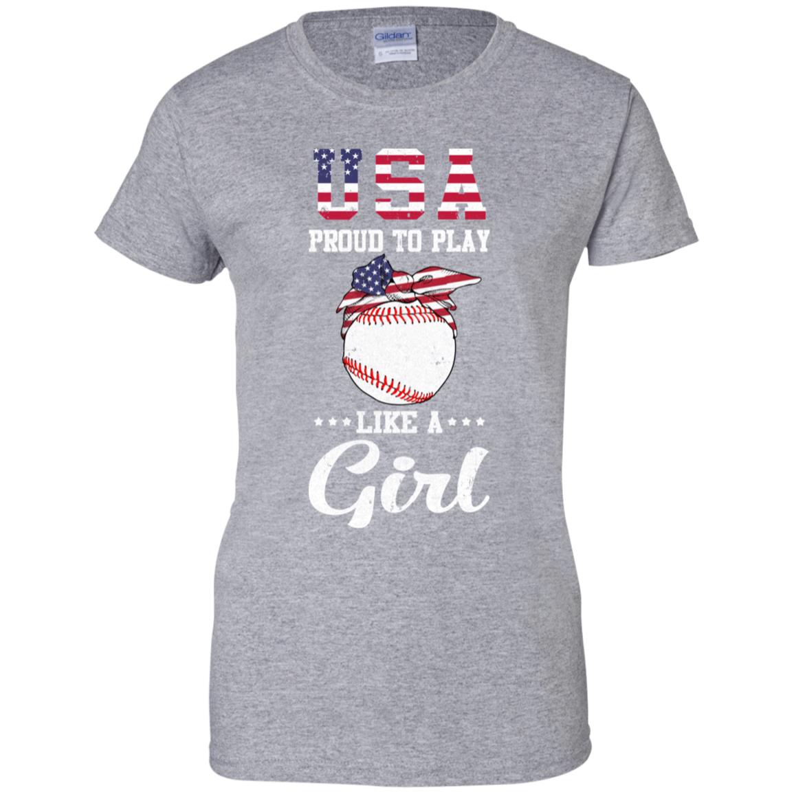 Usa Proud To Play Like A Girl Baseball T-Shirt & Tank Top | Teecentury.com