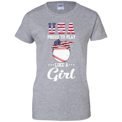 Usa Proud To Play Like A Girl Baseball T-Shirt & Tank Top | Teecentury.com