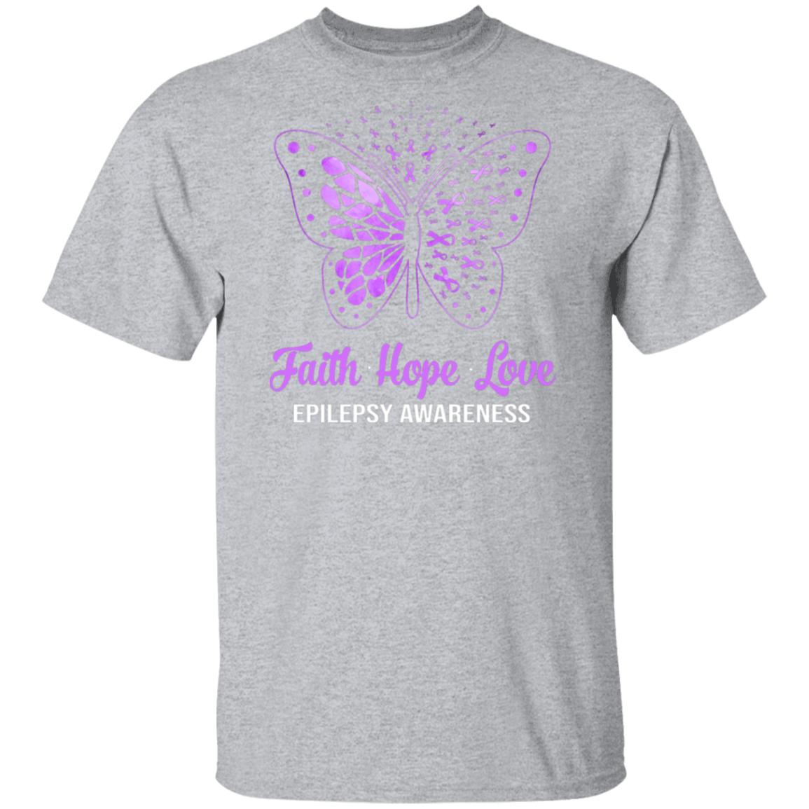 Faith Hope Love Purple Butterfly Epilepsy Awareness T-Shirt & Hoodie | Teecentury.com