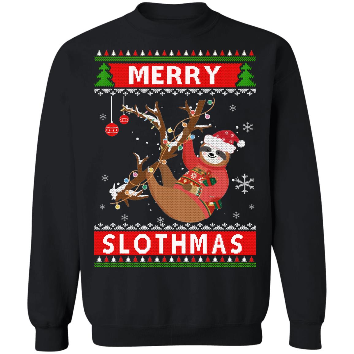 Merry Slothmas Christmas Pajama Sloth Lovers Ugly Sweater T-Shirt & Sweatshirt | Teecentury.com