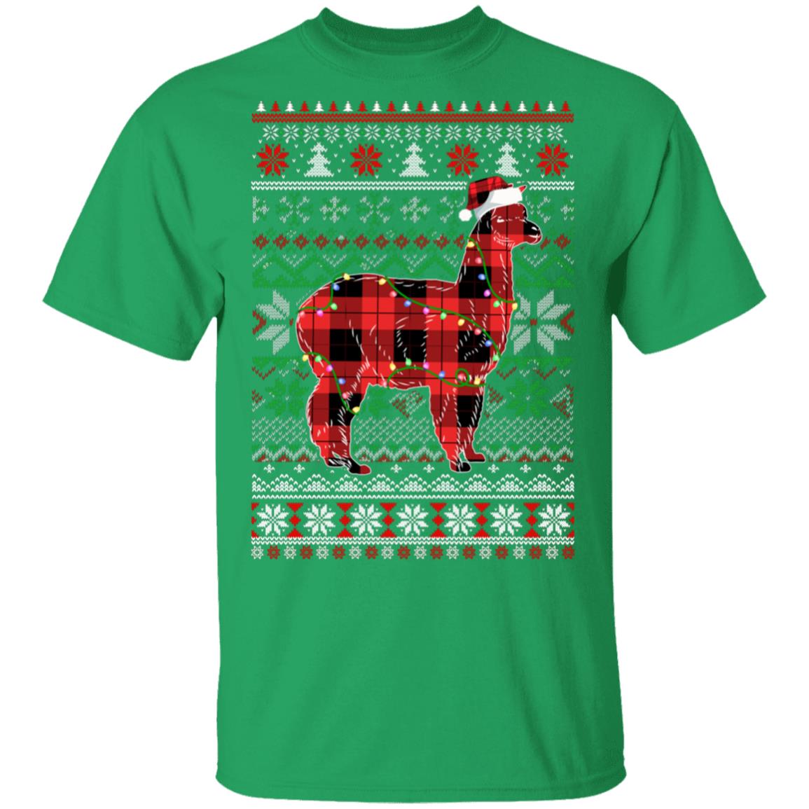 Red Plaid Buffalo Llama Pajamas Family Christmas Sweater T-Shirt & Sweatshirt | Teecentury.com
