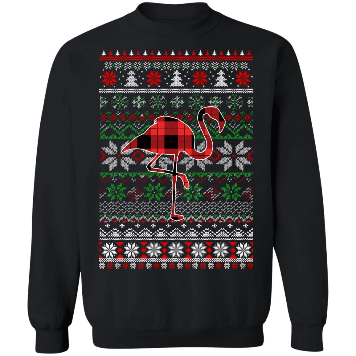 Flamingo Red Plaid Ugly Christmas Sweater Funny Gifts T-Shirt & Sweatshirt | Teecentury.com
