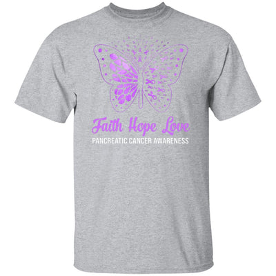 Faith Hope Love Purple Butterfly Pancreatic Cancer Awareness T-Shirt & Hoodie | Teecentury.com