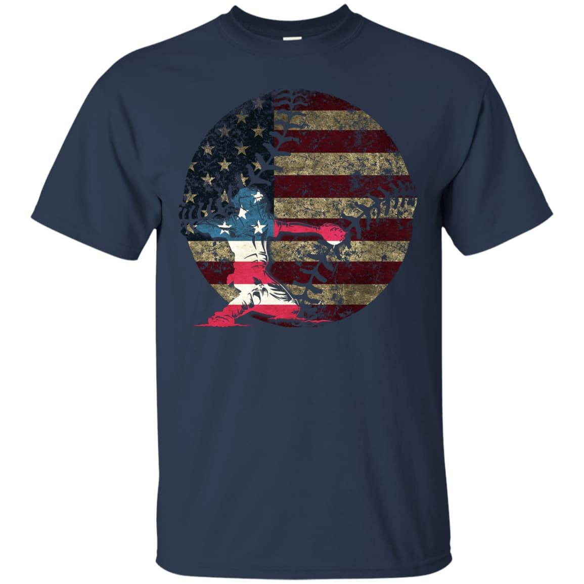 Catcher Baseball America Flag T-Shirt & Hoodie | Teecentury.com