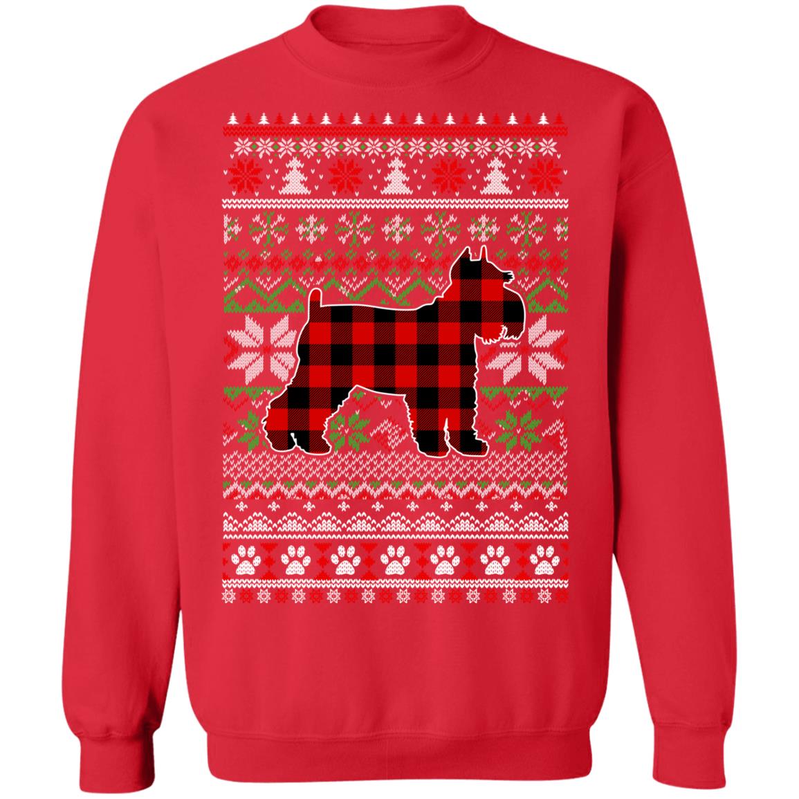 Schnauzer Red Plaid Ugly Christmas Sweater Gifts T-Shirt & Sweatshirt | Teecentury.com