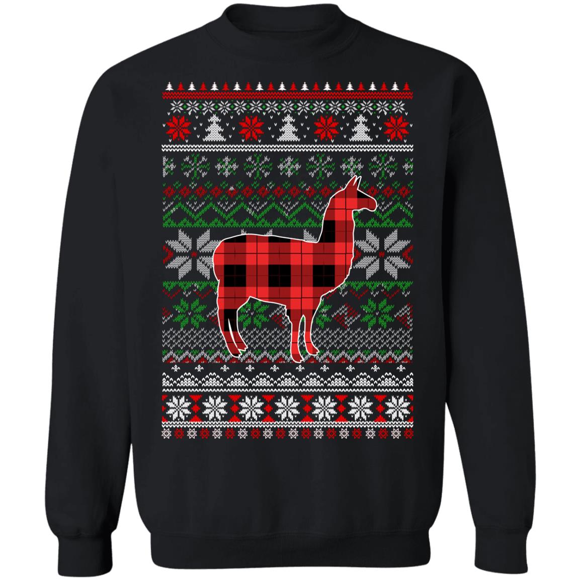 Llama Red Plaid Ugly Christmas Sweater Funny Gifts T-Shirt & Sweatshirt | Teecentury.com