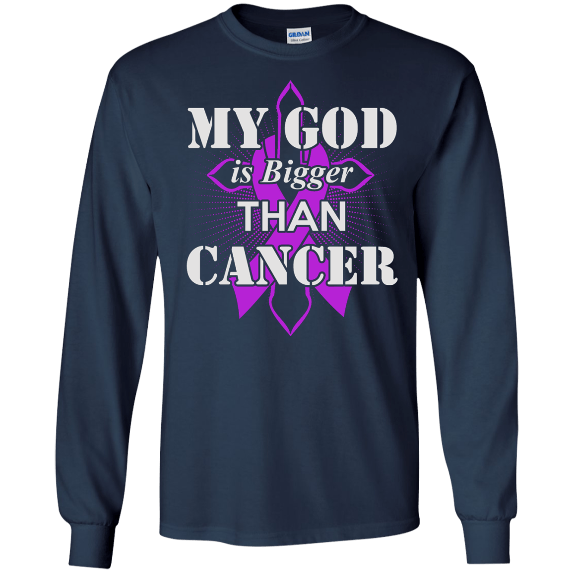 My God Is Bigger Than Cancer Violet Awareness Ribbon T-Shirt & Hoodie | Teecentury.com