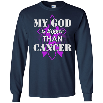 My God Is Bigger Than Cancer Violet Awareness Ribbon T-Shirt & Hoodie | Teecentury.com