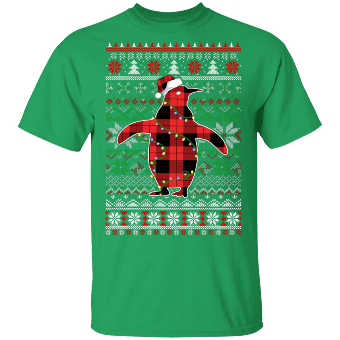 Red Plaid Buffalo Penguin Pajamas Family Christmas Sweater T-Shirt & Sweatshirt | Teecentury.com
