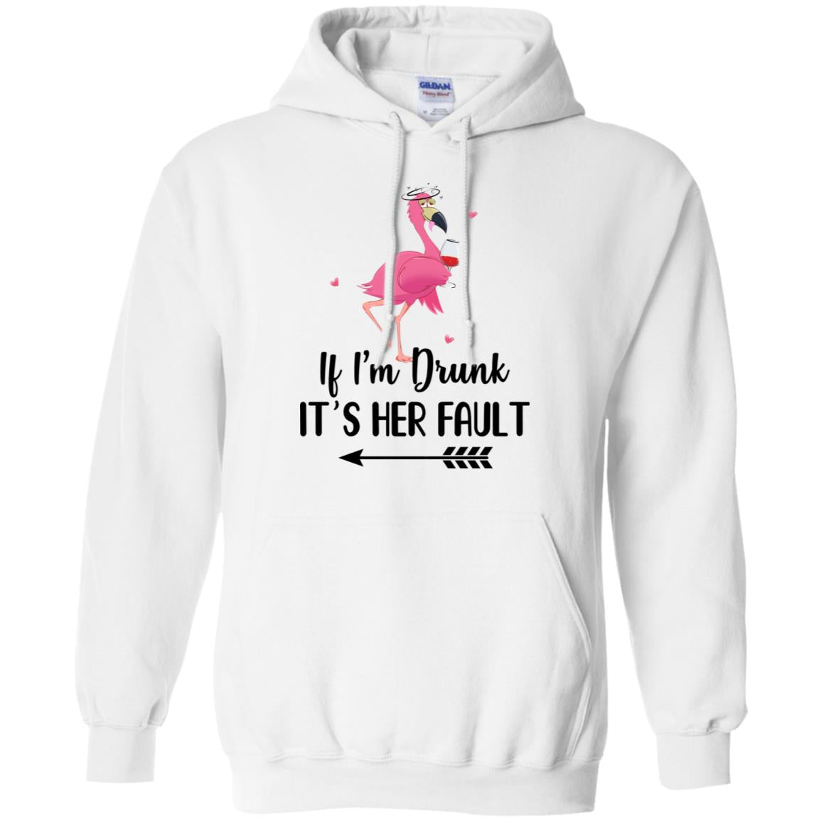 If I'm Drunk It's Her Fault Flamingo Drink Wine Lover Left Arrow T-Shirt & Tank Top | Teecentury.com