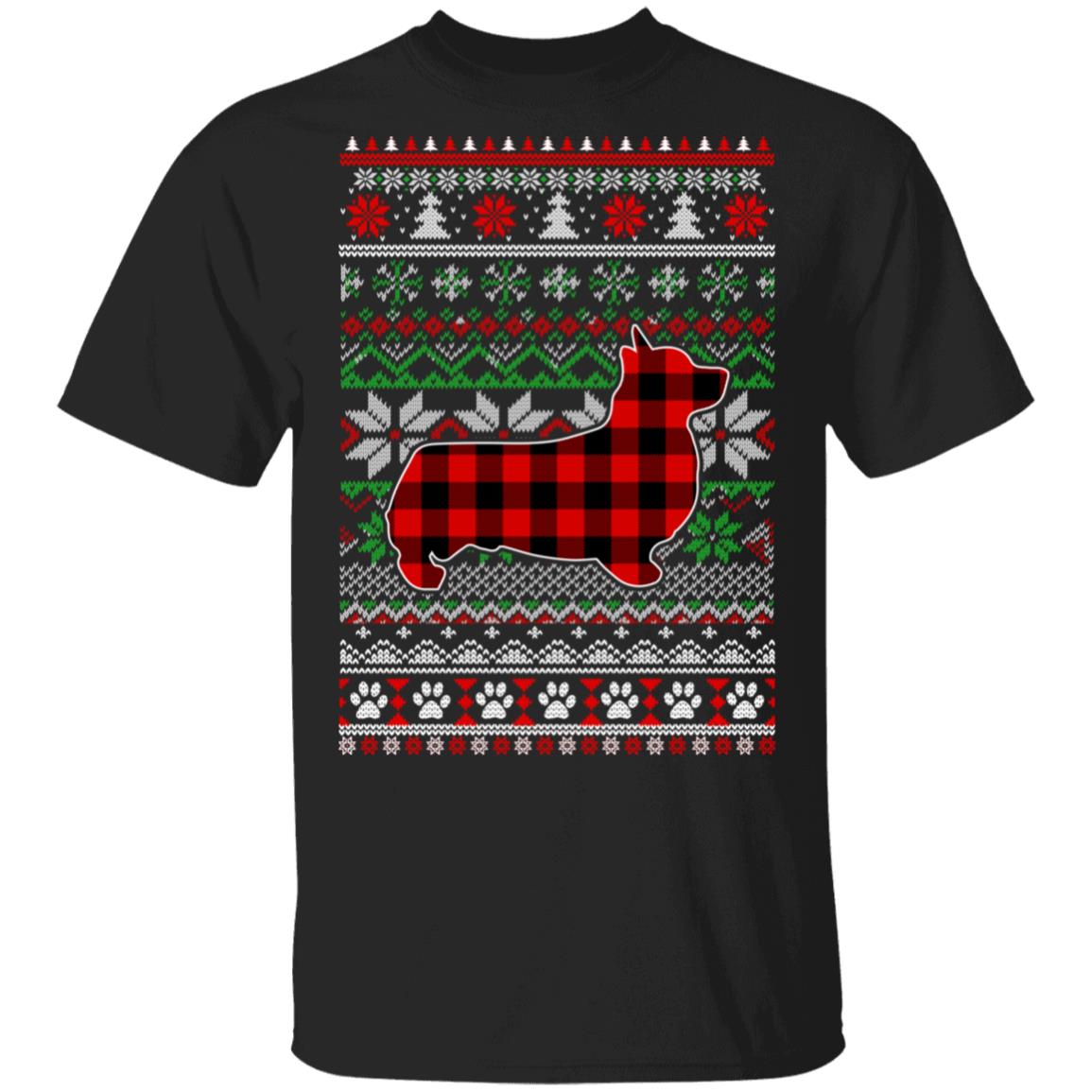 Corgi Red Plaid Ugly Christmas Sweater Gifts T-Shirt & Sweatshirt | Teecentury.com