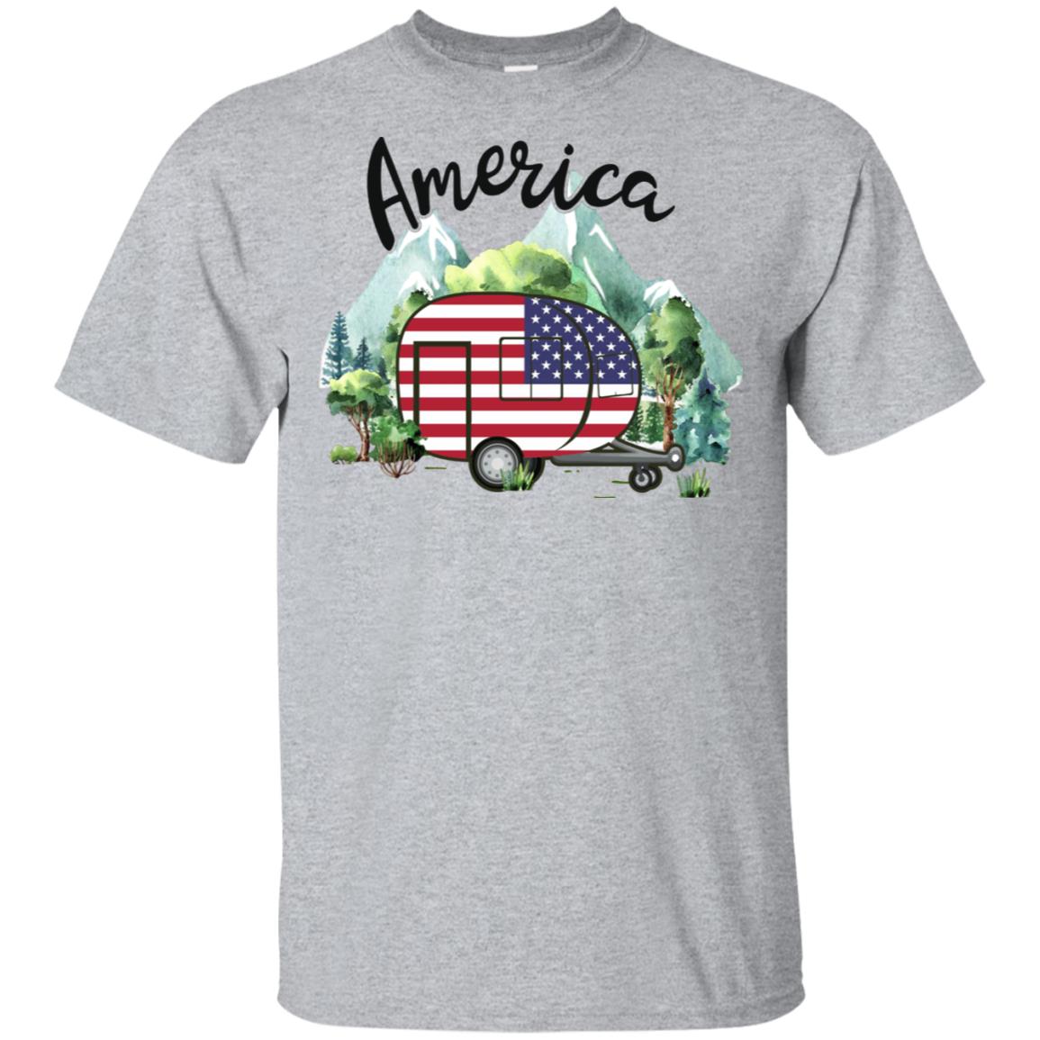 America Camping Camper American Flag Independence Day Gift T-Shirt & Hoodie | Teecentury.com