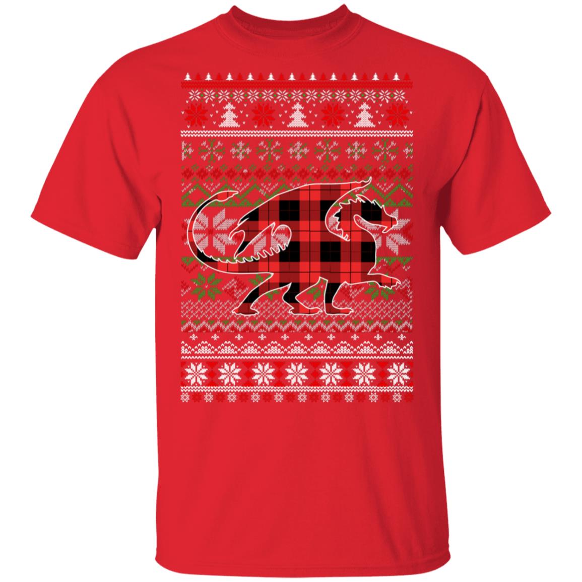 Dragon Red Plaid Ugly Christmas Sweater Funny Gifts T-Shirt & Sweatshirt | Teecentury.com