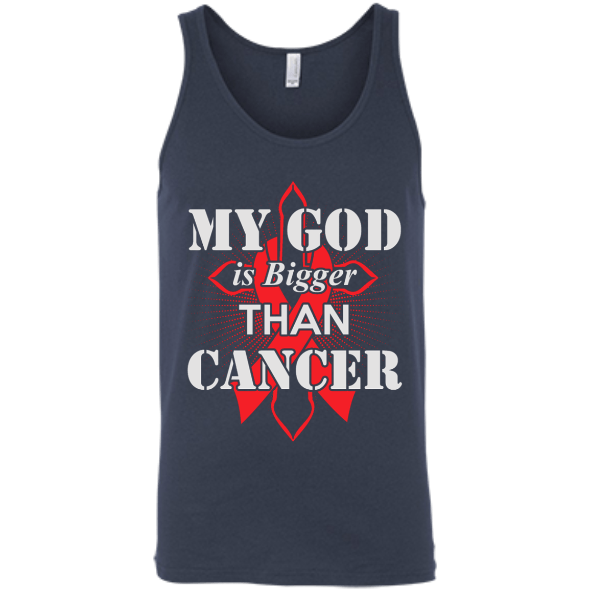 My God Is Bigger Than Cancer Red Awareness Ribbon T-Shirt & Hoodie | Teecentury.com