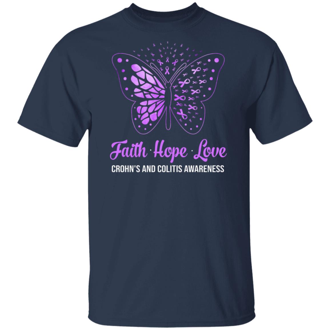 Faith Hope Love Purple Butterfly Crohn's Colitis Awareness T-Shirt & Hoodie | Teecentury.com