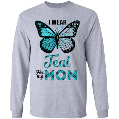 I Wear Teal For My Mom Butterfly Ovarian Cancer Awareness T-Shirt & Hoodie | Teecentury.com