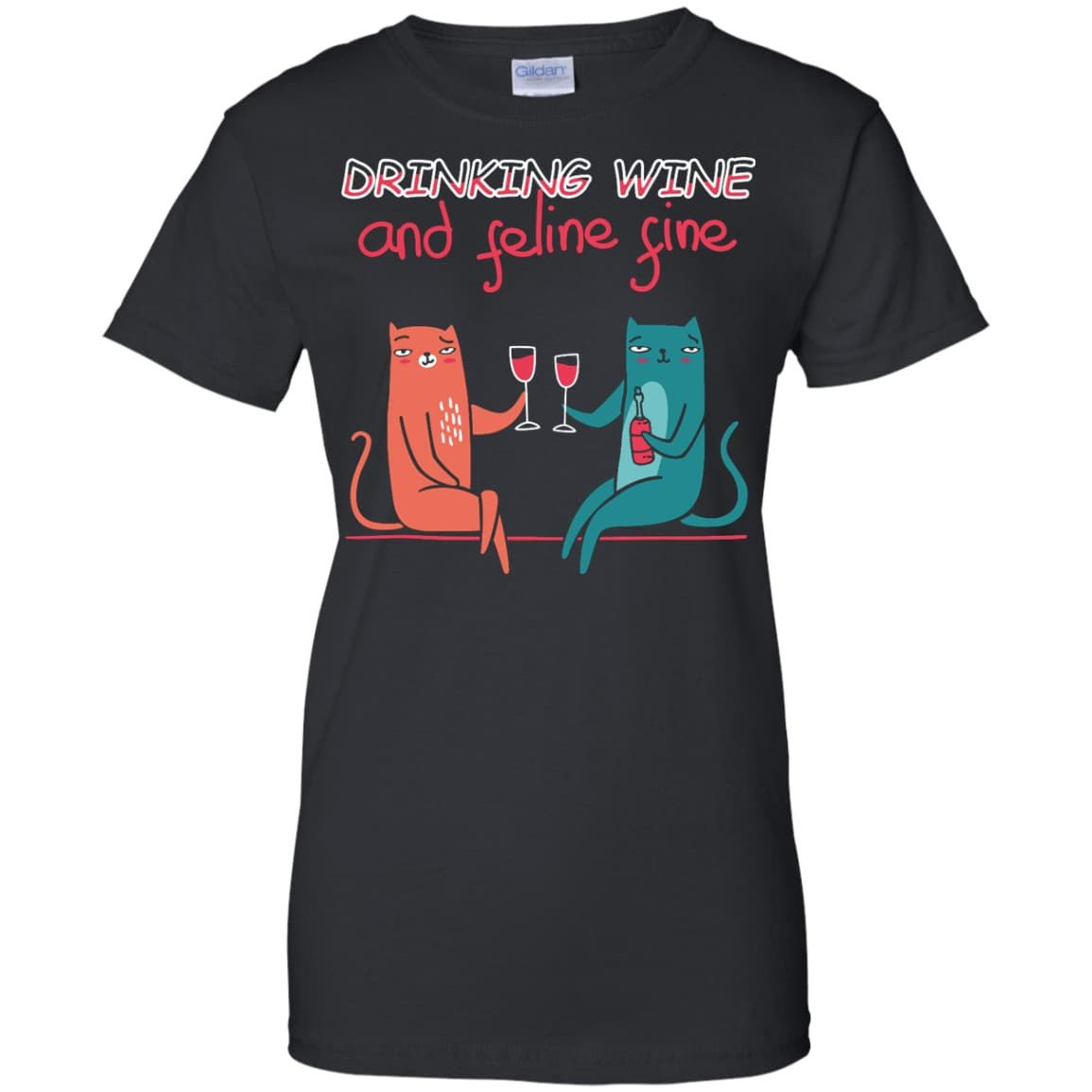 Drinking Wine Feline Fine T-Shirt & Hoodie | Teecentury.com