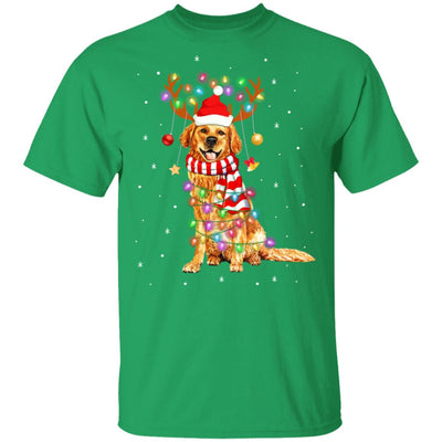 Cute Golden Retriever Christmas Lights Reindeer Pajamas T-Shirt & Sweatshirt | Teecentury.com