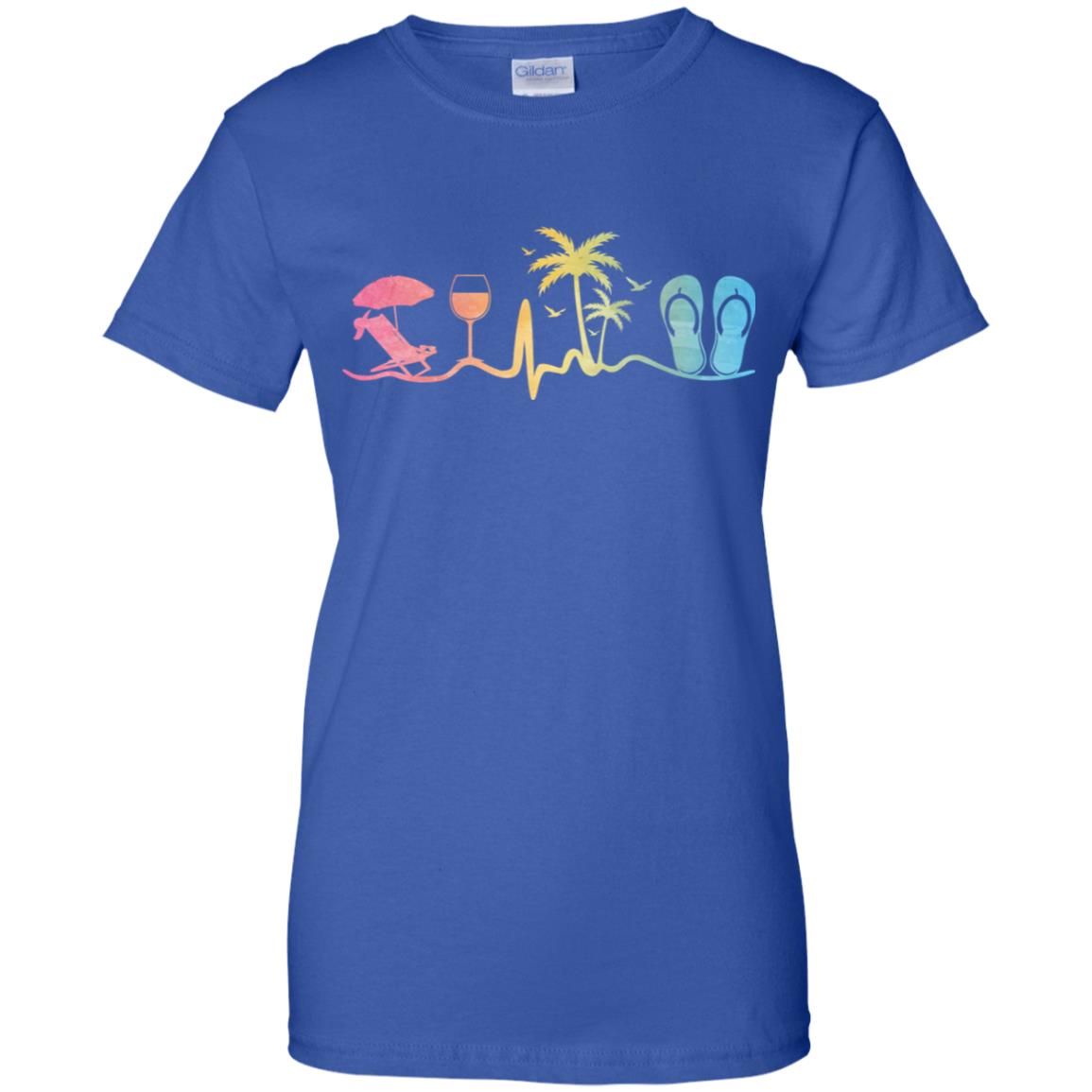 Heartbeat Palm Tree Wine Glass Flip Flop Summer T-Shirt & Tank Top | Teecentury.com