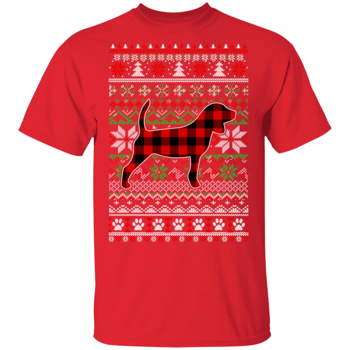 Beagle Red Plaid Ugly Christmas Sweater Gifts T-Shirt & Sweatshirt | Teecentury.com
