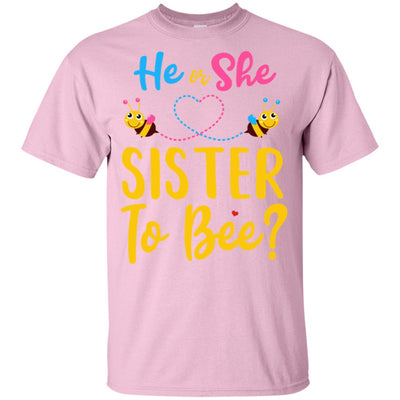 Gender Reveal Pink Or Blue What Will It Bee He Or She Sister Youth Youth Shirt | Teecentury.com