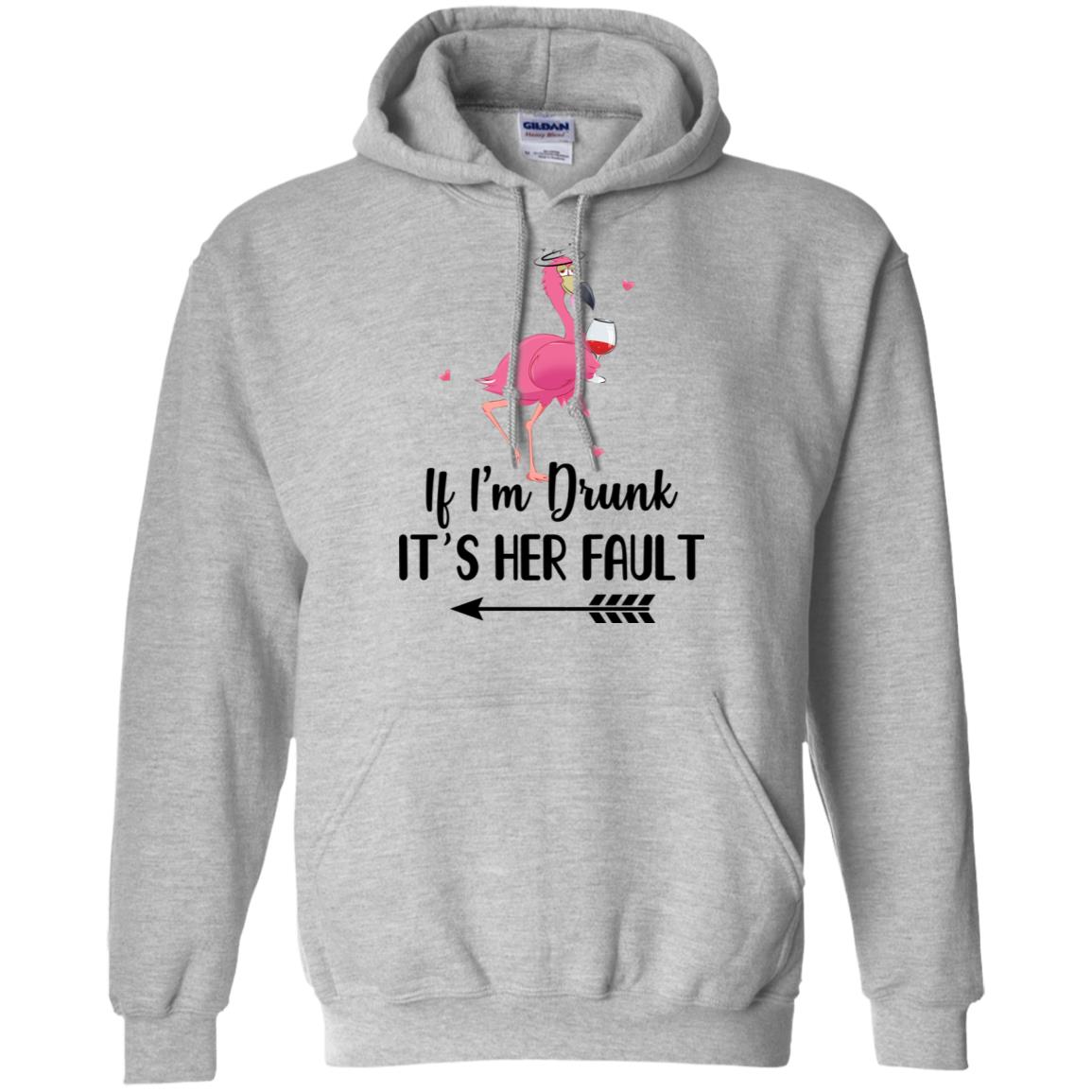 If I'm Drunk It's Her Fault Flamingo Drink Wine Lover Left Arrow T-Shirt & Tank Top | Teecentury.com