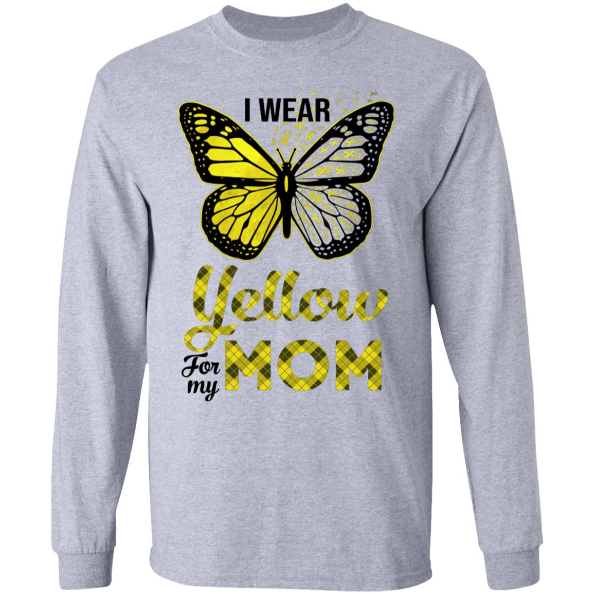 I Wear Yellow For My Mom Butterfly Sarcoma Bone Cancer T-Shirt & Hoodie | Teecentury.com