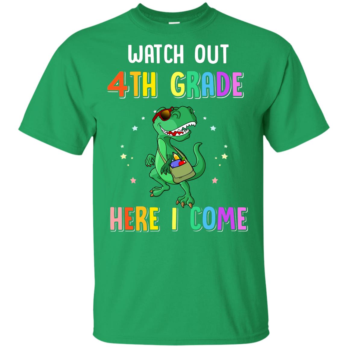 4th Grade Here I Come Dinosaur Back To School Youth Youth Shirt | Teecentury.com