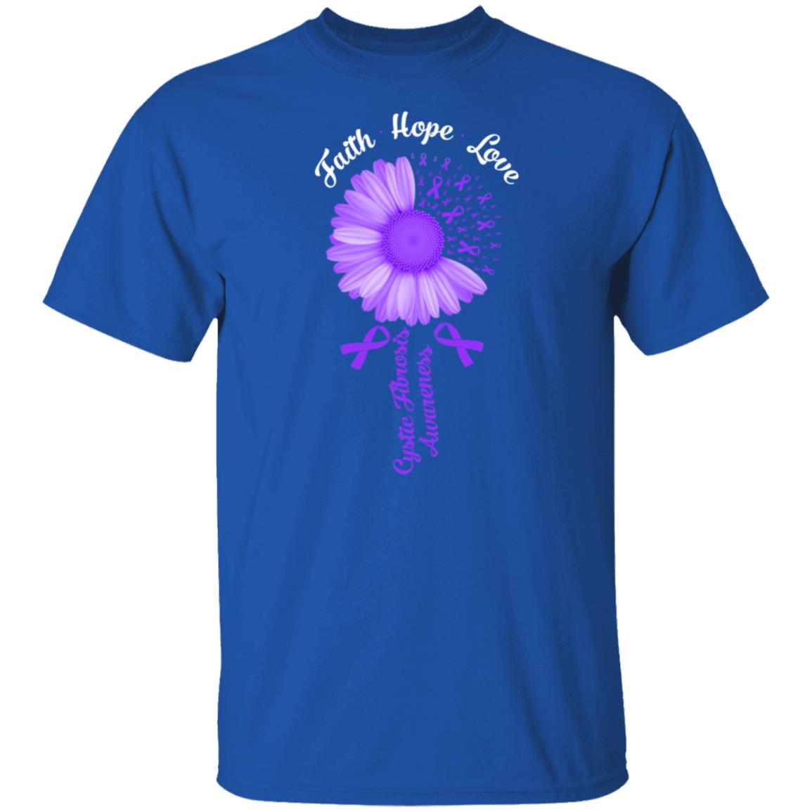 Faith Hope Love Purple Ribbon Cystic Fibrosis Awareness T-Shirt & Hoodie | Teecentury.com