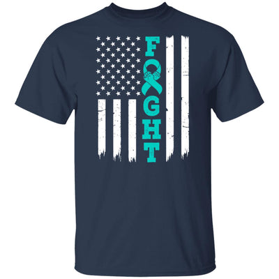 Ovarian Cancer Awareness American Flag Distressed T-Shirt & Hoodie | Teecentury.com