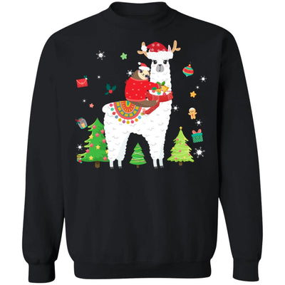 Santa Sloth Riding Llama Reindeer Christmas Gifts T-Shirt & Sweatshirt | Teecentury.com