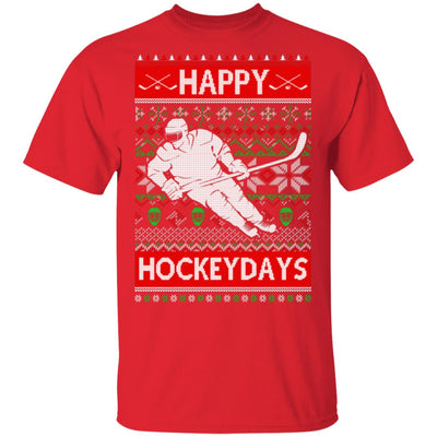 Happy Hockeydays Ice Hockey Christmas Ugly Xmas Pajamas T-Shirt & Sweatshirt | Teecentury.com