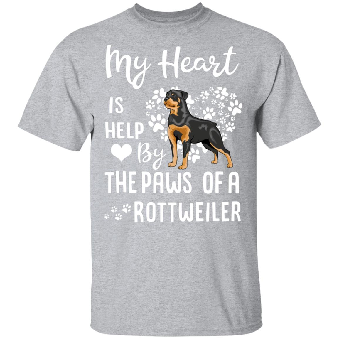 My Heart Is Held By The Paws Of A Rottweiler Lover T-Shirt & Hoodie | Teecentury.com