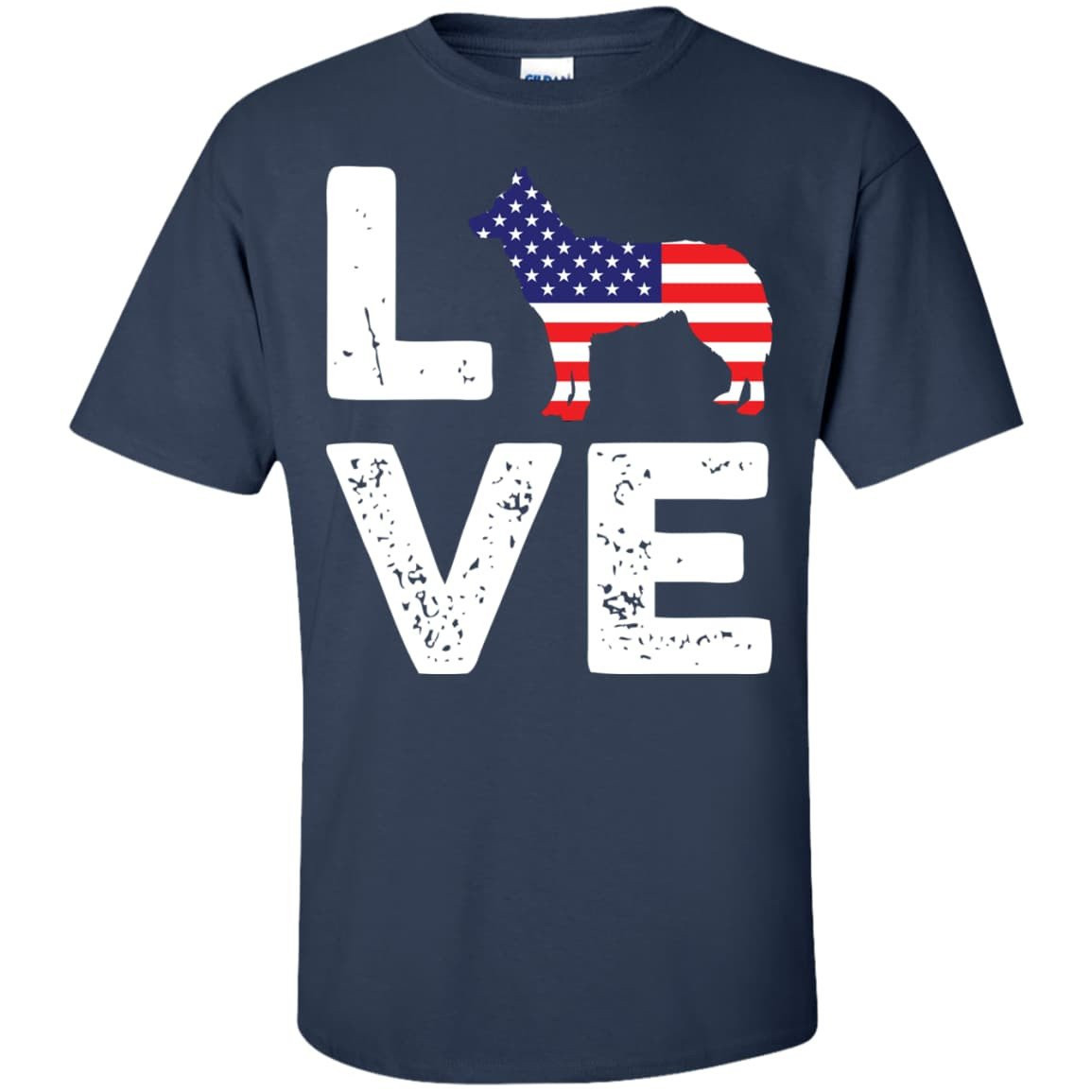 American Flag Dog Husky Love T-Shirt & Hoodie | Teecentury.com