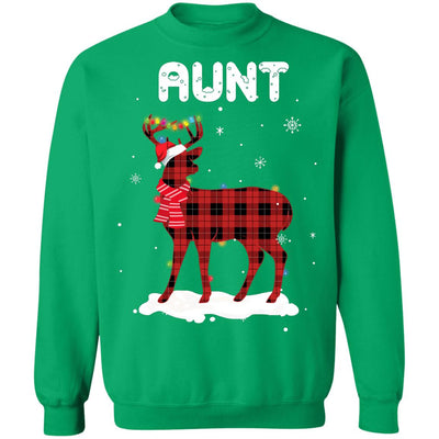 Aunt Deer Red Plaid Christmas Family Matching Pajamas T-Shirt & Sweatshirt | Teecentury.com