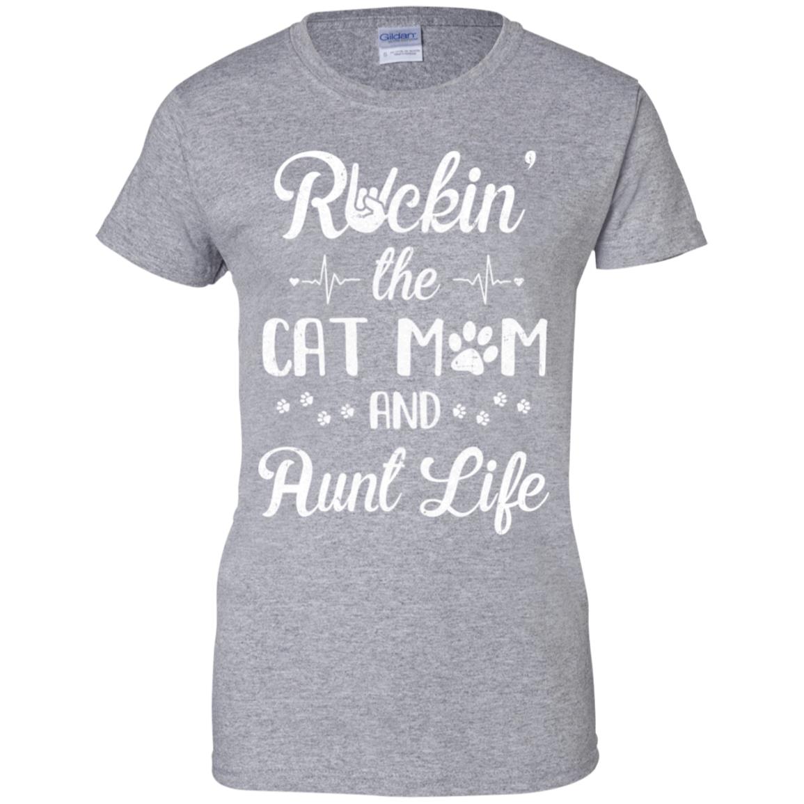 Rockin The Cat Mom Aunt Life Cat Lovers Mothers Day T-Shirt & Tank Top | Teecentury.com