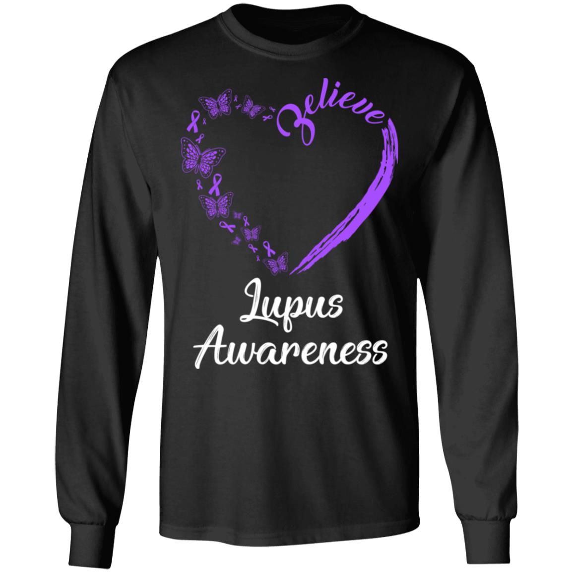 Butterfly Believe Lupus Awareness Ribbon Gifts T-Shirt & Hoodie | Teecentury.com