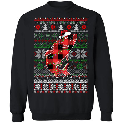 Red Plaid Buffalo Fish Pajamas Family Christmas Sweater T-Shirt & Sweatshirt | Teecentury.com