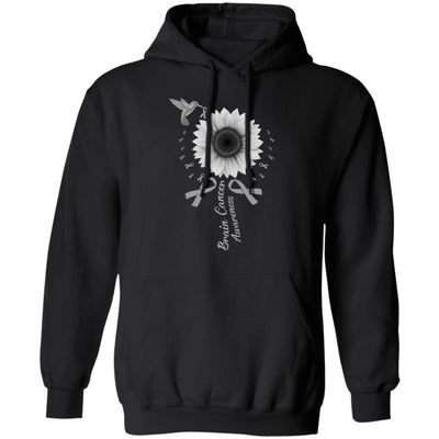 Hummingbird Sunflower Gray Ribbon Brain Cancer Awareness T-Shirt & Hoodie | Teecentury.com
