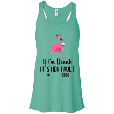 If I'm Drunk It's Her Fault Flamingo Drink Wine Lover Left Arrow T-Shirt & Tank Top | Teecentury.com