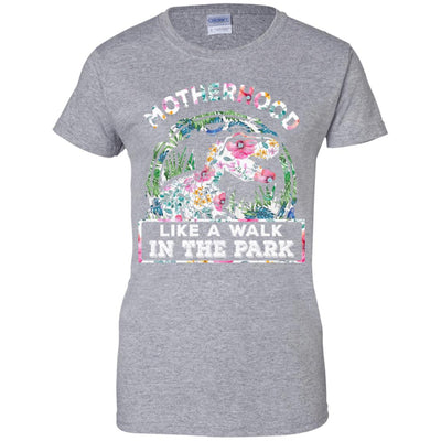 Motherhood Is A Walk In The Park Funny Dinosaur T-Rex T-Shirt & Tank Top | Teecentury.com