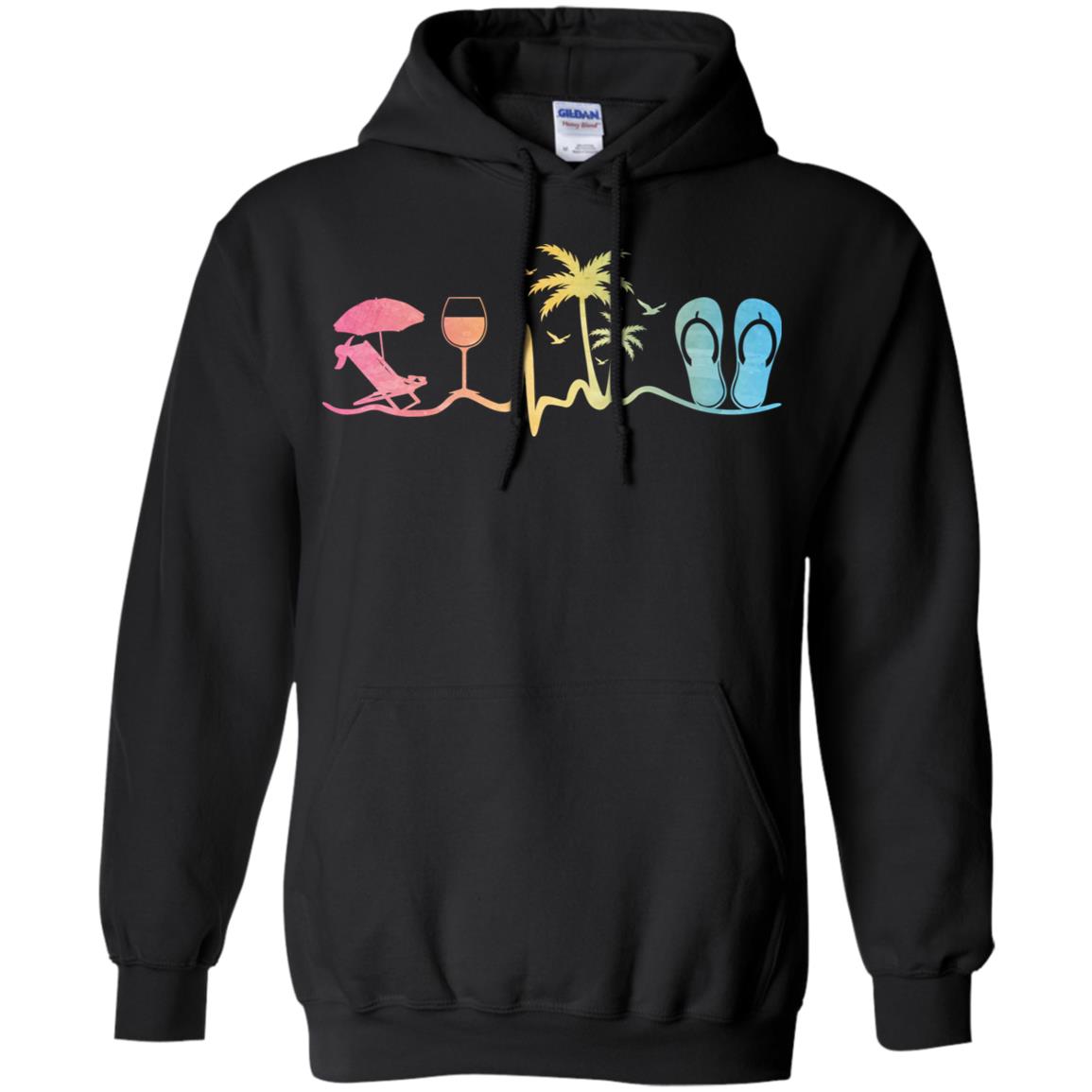 Heartbeat Palm Tree Wine Glass Flip Flop Summer T-Shirt & Tank Top | Teecentury.com