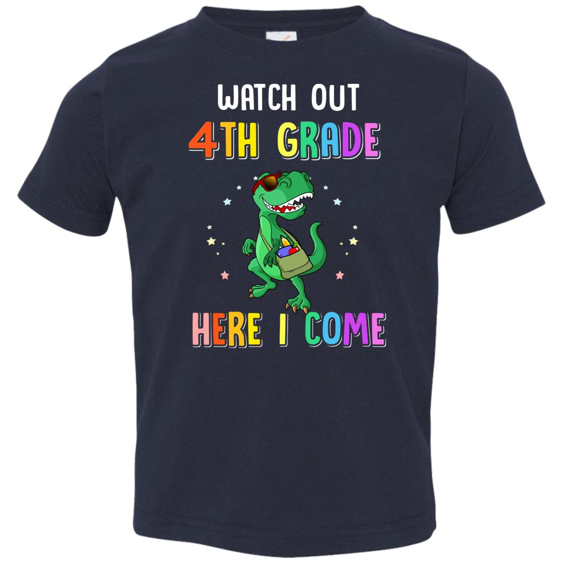 4th Grade Here I Come Dinosaur Back To School Youth Youth Shirt | Teecentury.com