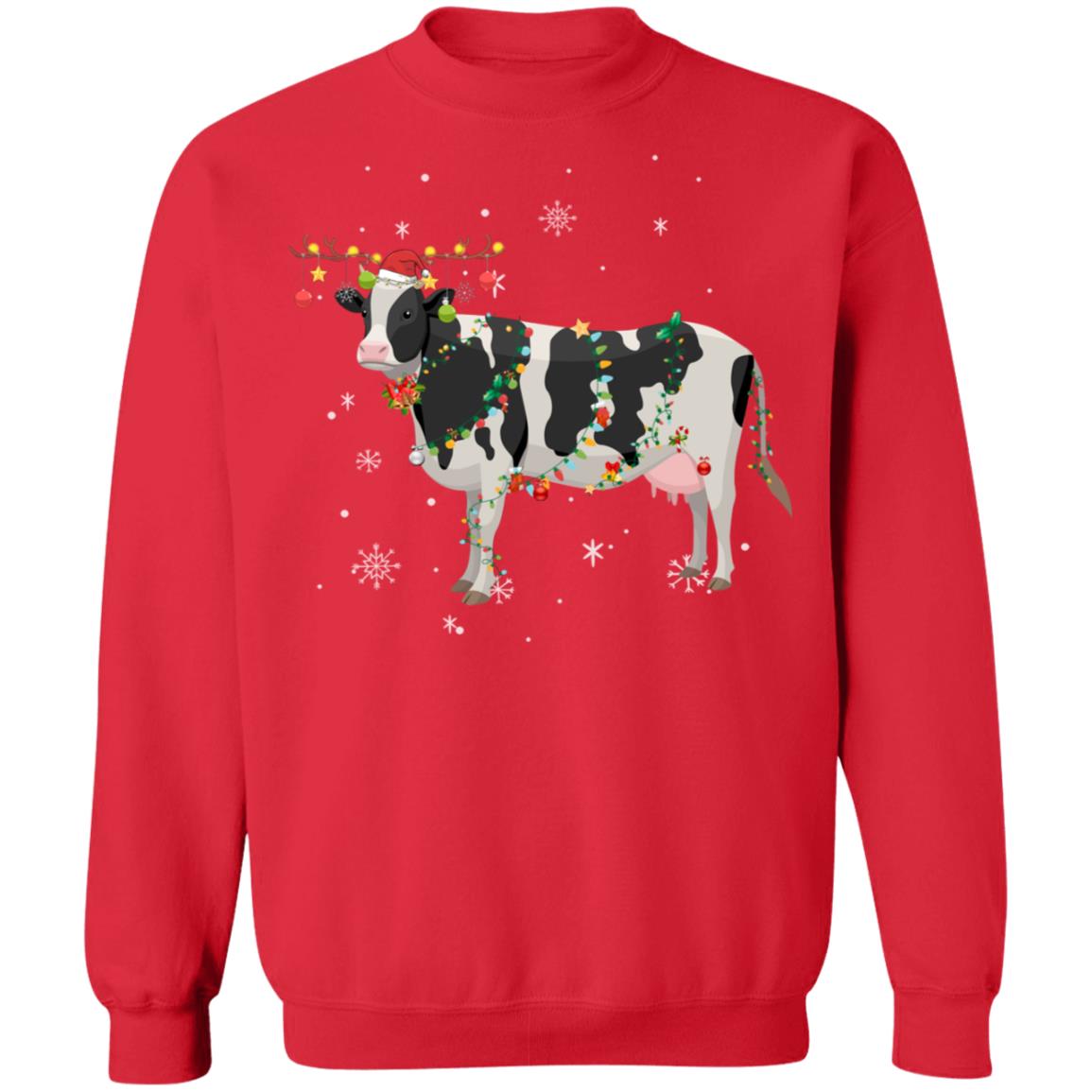 Funny Cow Reindeer Christmas Lights Pajama T-Shirt & Sweatshirt | Teecentury.com
