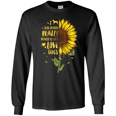 I Just Really Really Love Dogs Sunflower T-Shirt & Tank Top | Teecentury.com