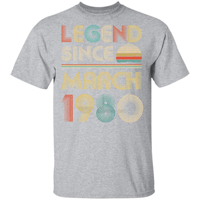 Legend Since March 1980 Vintage 42th Birthday Gifts T-Shirt & Hoodie | Teecentury.com