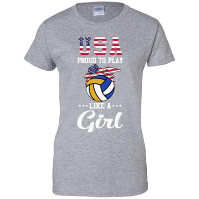 Usa Proud To Play Like A Girl Volleyball T-Shirt & Tank Top | Teecentury.com